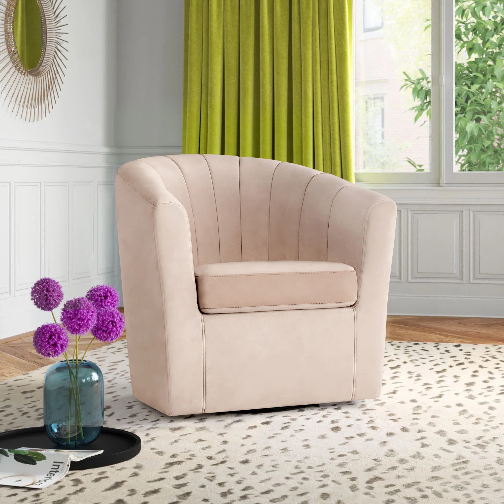 Etta Avenue™ Coeur Velvet Swivel Barrel Chair & Reviews | Wayfair | Wayfair North America