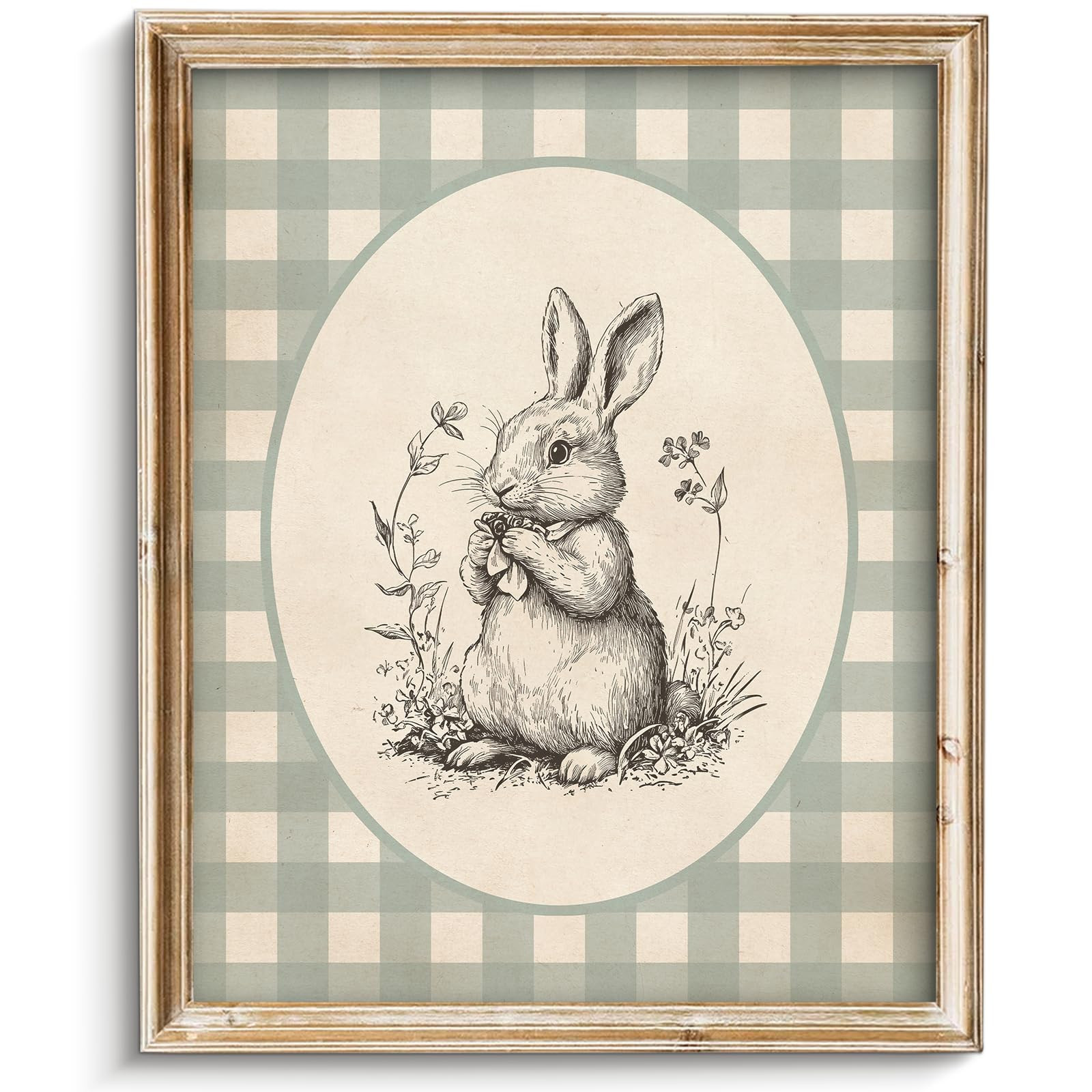 SQGGZH Vintage Easter Bunny Sketch Print Retro Cute Rabbit Drawing Wall Art Neutral Woodland Nurs... | Amazon (US)