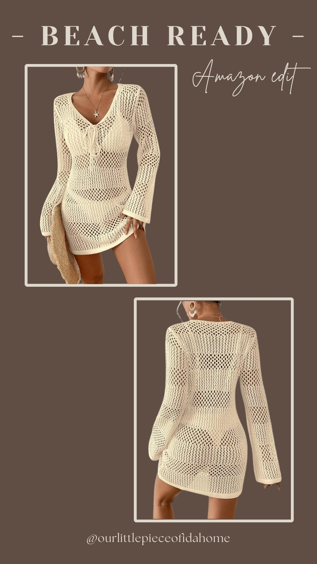 I found this crochet knit cover-up and love how lightweight and breathable it feels for beach days or poolside. The soft neutral tone and open weave give it that relaxed, effortless look while still feeling put together.

I like pieces like this that layer easily over a swimsuit and transition into a casual resort outfit. Sharing the one I picked here if you’re looking for a simple, neutral beach cover-up for warm weather.
@Amazon
 

 

#LTKBeauty #LTKSaleAlert #LTKU
