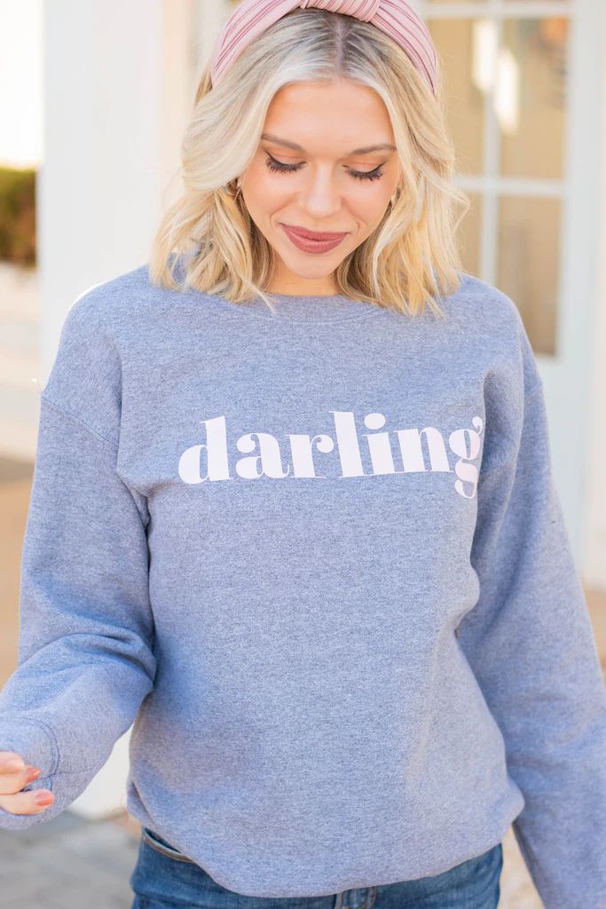 Hello Darling Graphite Gray Graphic Sweatshirt | The Mint Julep Boutique