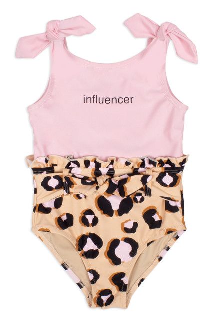 Leopard "Influencer"  Ruffle Waist 1PC Swimsuit | Shade Critters