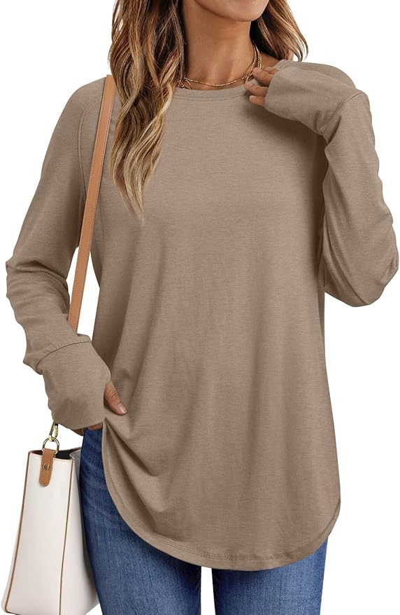 AUTOMET Womens Long Sleeve Shirts Crew Neck Casual Tshirts Fall Fashion Tops Loose Fit Lightweigh... | Amazon (US)