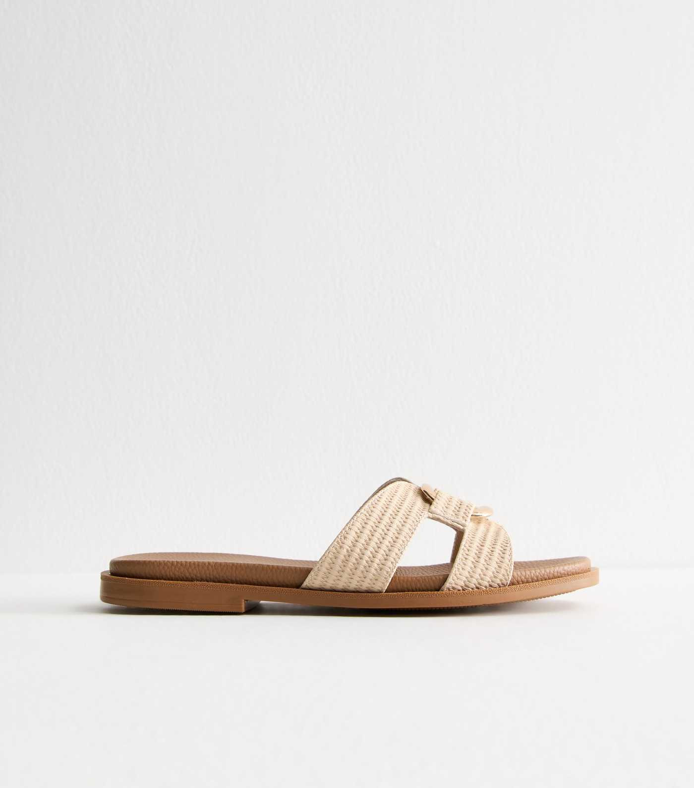 Wide Fit Off White Raffia Hardware Strap Sandals
						
						Add to Saved Items
						Remove fro... | New Look (UK)
