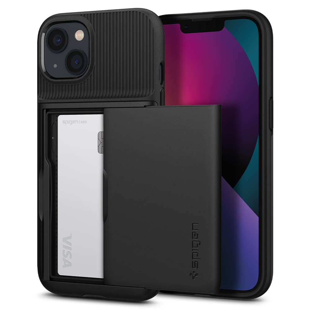 Spigen Slim Armor CS Case Compatible with iPhone 13 Card Slot - Black | Amazon (US)