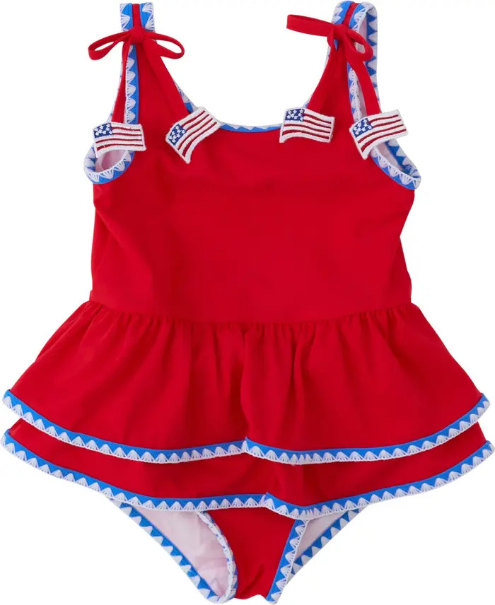 UPF50+ Crochet Detail Peplum One Piece Swimsuit | Nordstrom