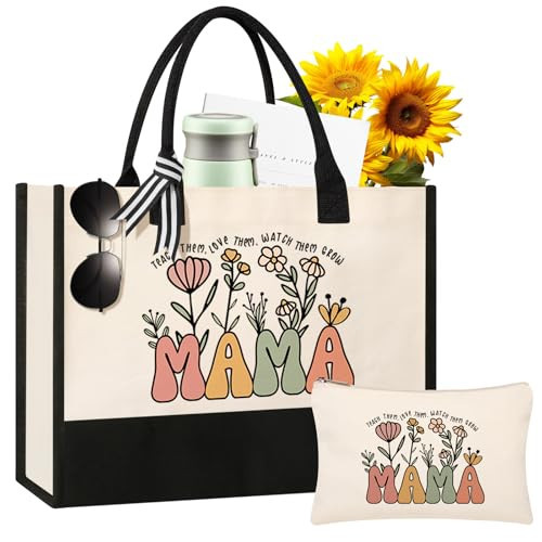 Mothers Day Gifts from Daughter Son, Mom Birthday Gifts, Christmas Gifts for Mom, Canvas Tote Bag Makeup Bag for Mother Personalized Gifts | Amazon (US)