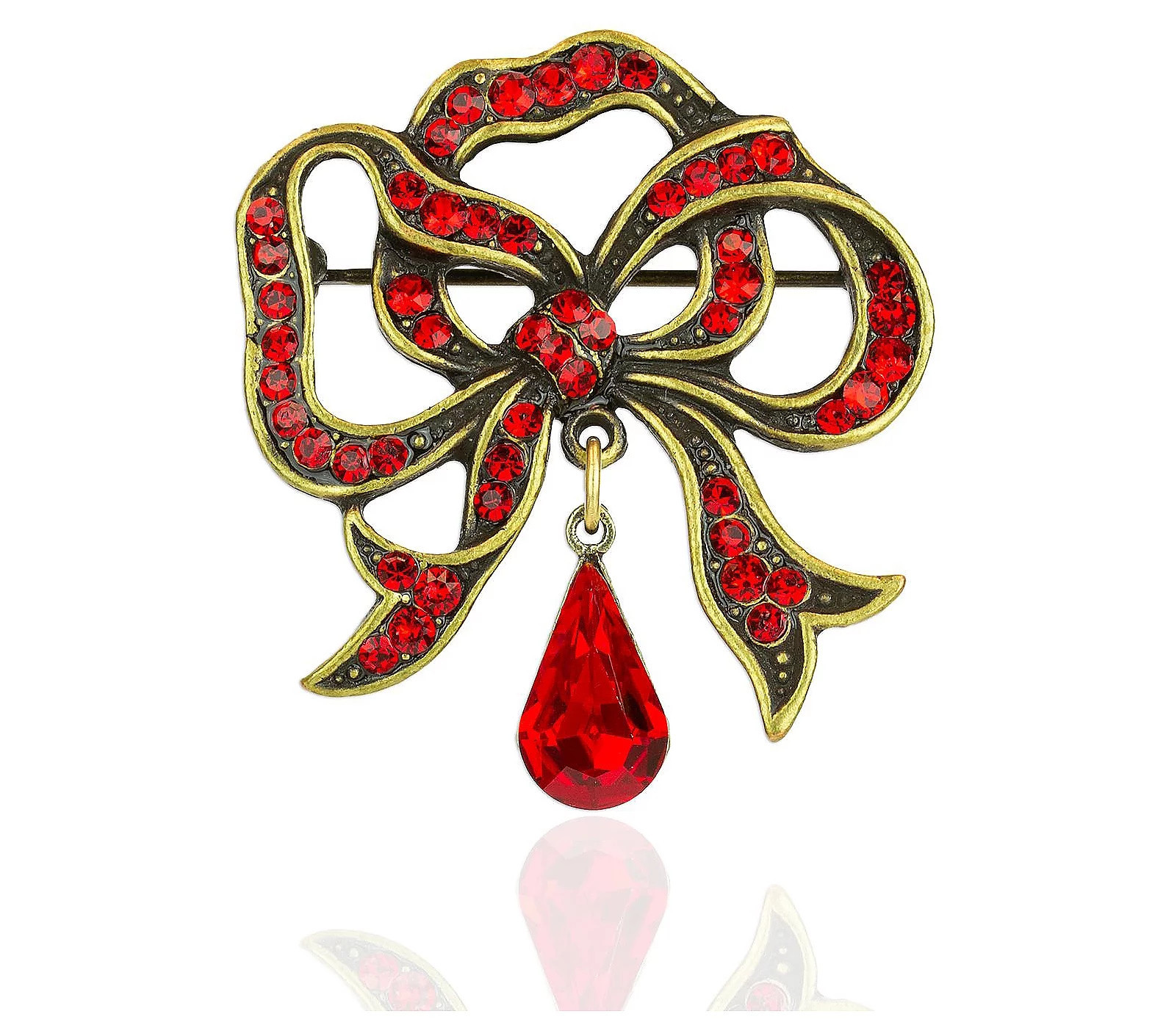 Anne Koplik Red Bow Brilliant Crystal Pin | QVC