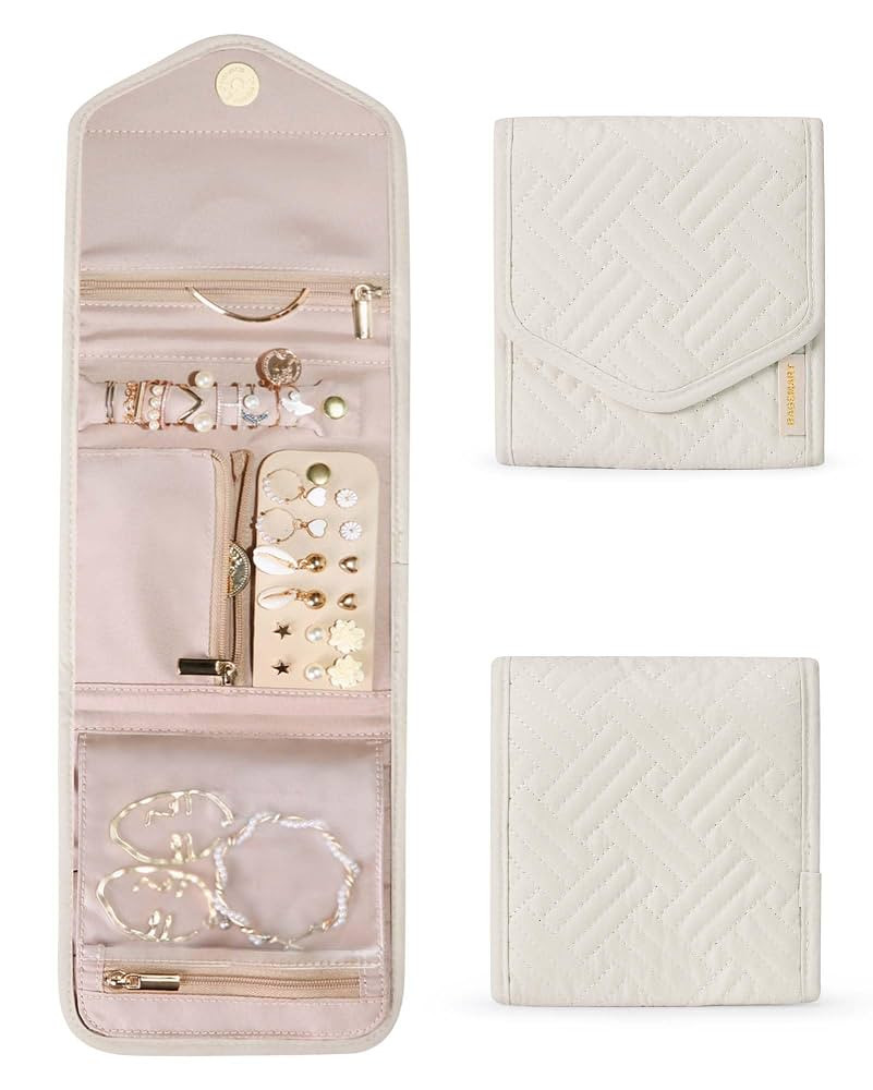 BAGSMART Travel Jewelry Organizer Case Foldable Jewelry Roll for Journey Rings, Necklaces, Earrin... | Amazon (US)
