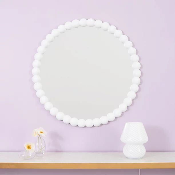 Justice 26" Round Beaded Wall Mirror, White | Walmart (US)
