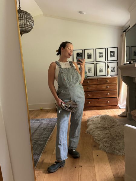 Yard work fit!! Easy and comfy. Carhartt pinstripes overall in a small short  