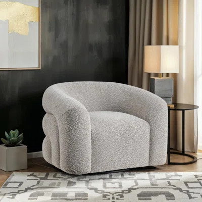 Corydon 38" Modern Swivel Chair - Boucle Accent Chair with 360-Degree Swivel, Comfortable Pocket Coils, and No Assembly. | Wayfair North America