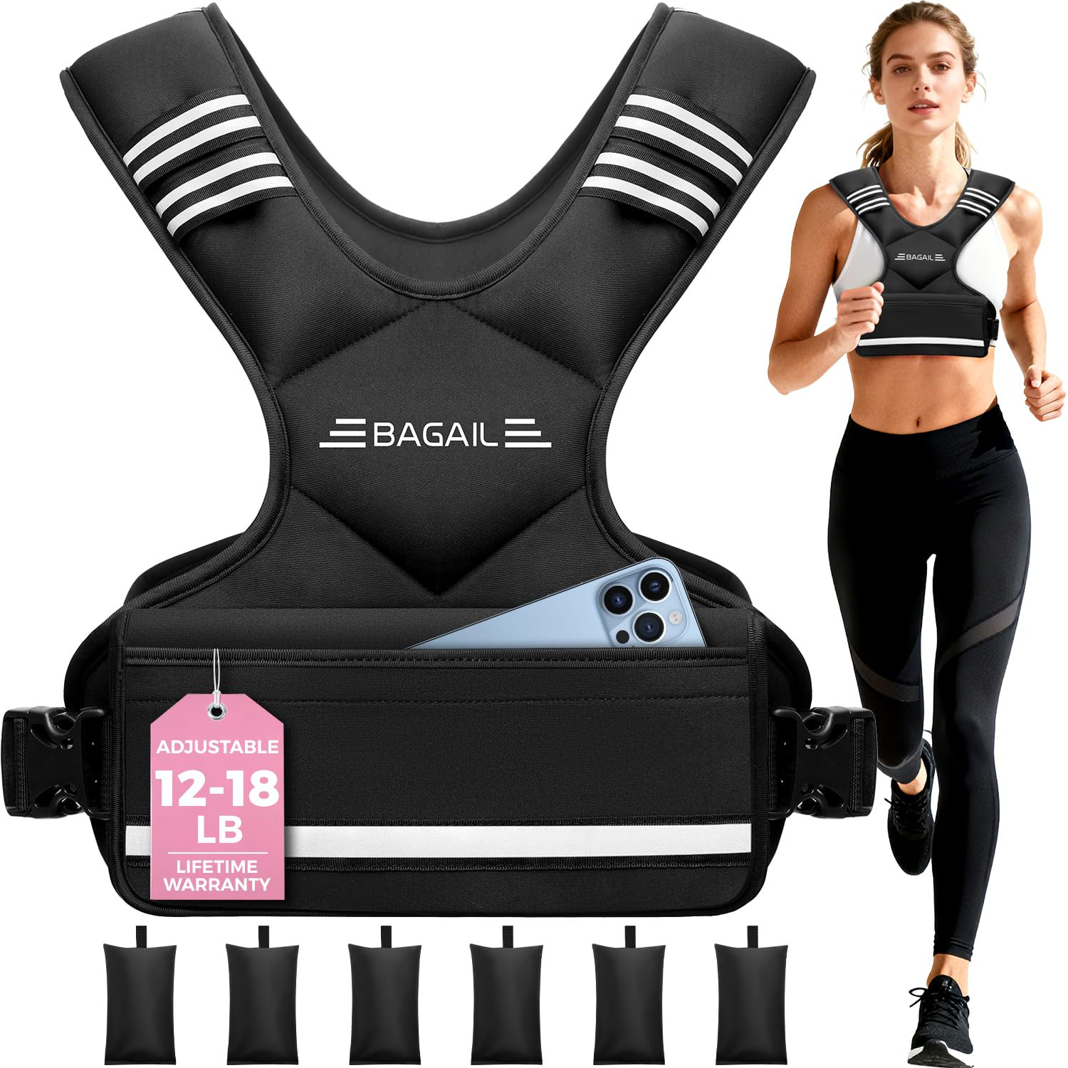 BAGAIL Adjustable Weighted Vest 4-10lb/12-18lb/20-32lb, Comfortable X-Shape & U-Neck Weight Vest ... | Amazon (US)