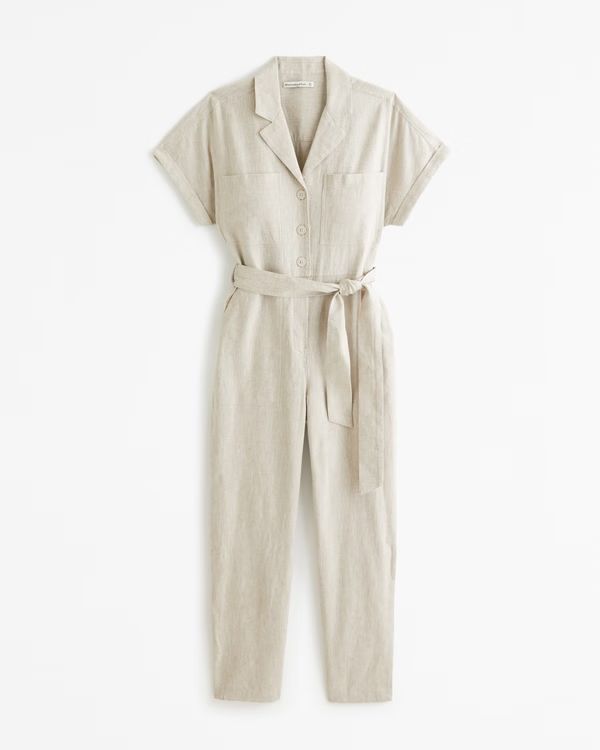 Women's Linen-Blend Utility Jumpsuit | Women's New Arrivals | Abercrombie.com | Abercrombie & Fitch (US)