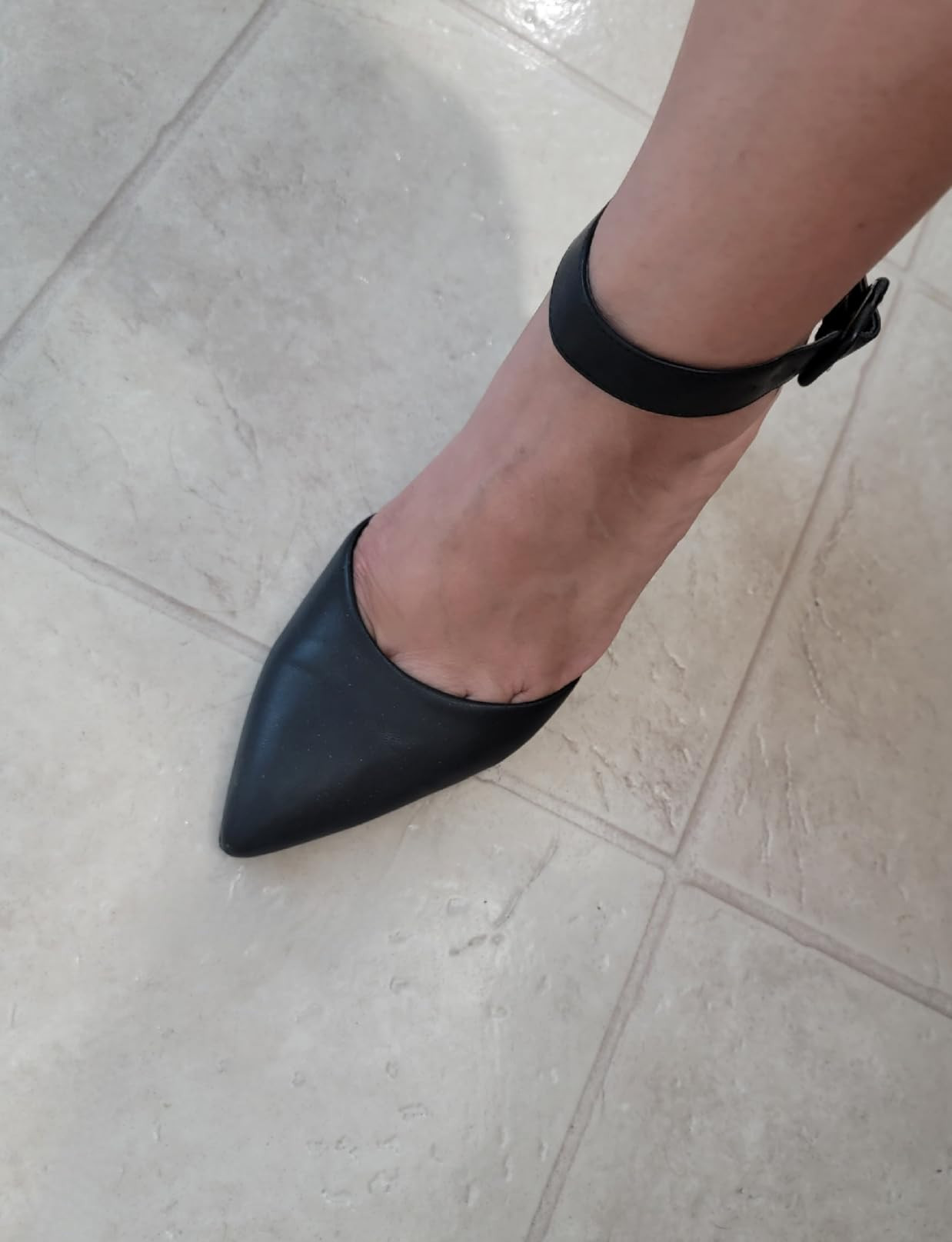 mysoft Women's Pointed Toe Low Chunky Heels Closed Toe Ankle Strap Dress Pump Shoes | Amazon (US)