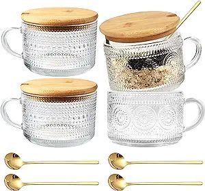 Vozoka Vintage Glass Coffee Mugs, 14oz Set of 4 Coffee Mug Set, Latte Mugs, Coffee Bar Accessorie... | Amazon (US)