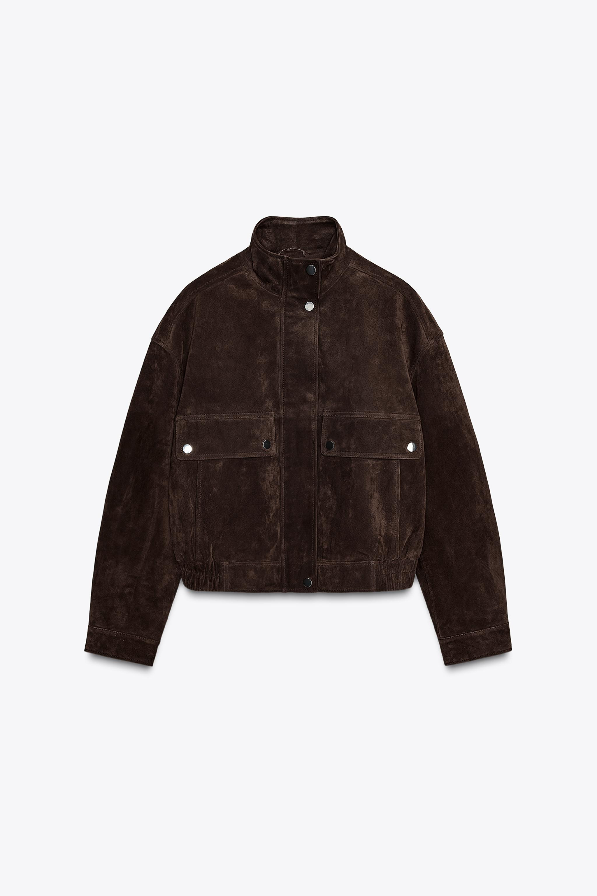 SUEDE LEATHER BOMBER JACKET WITH POCKETS | Zara UK