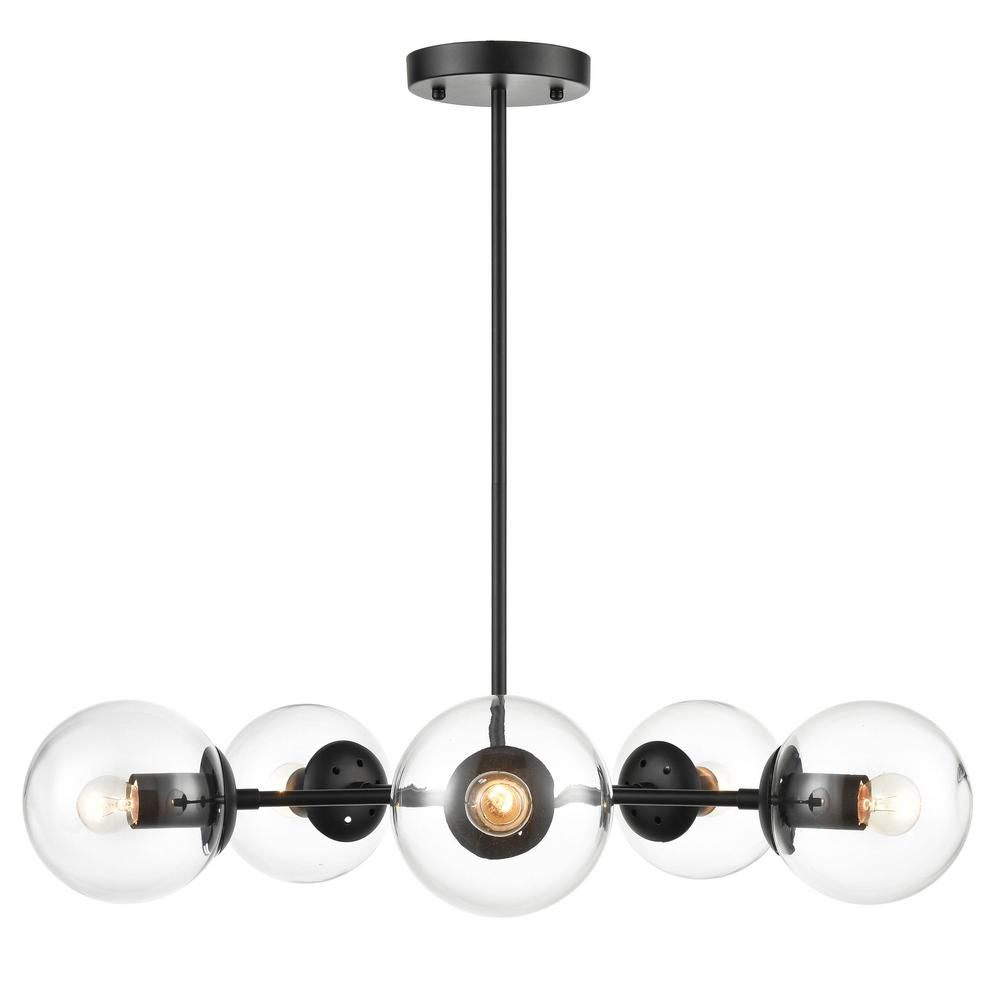 Light Society Grammercy 5-Light Black/Clear in Chandelier-LS-C228-BK-CL - The Home Depot | The Home Depot