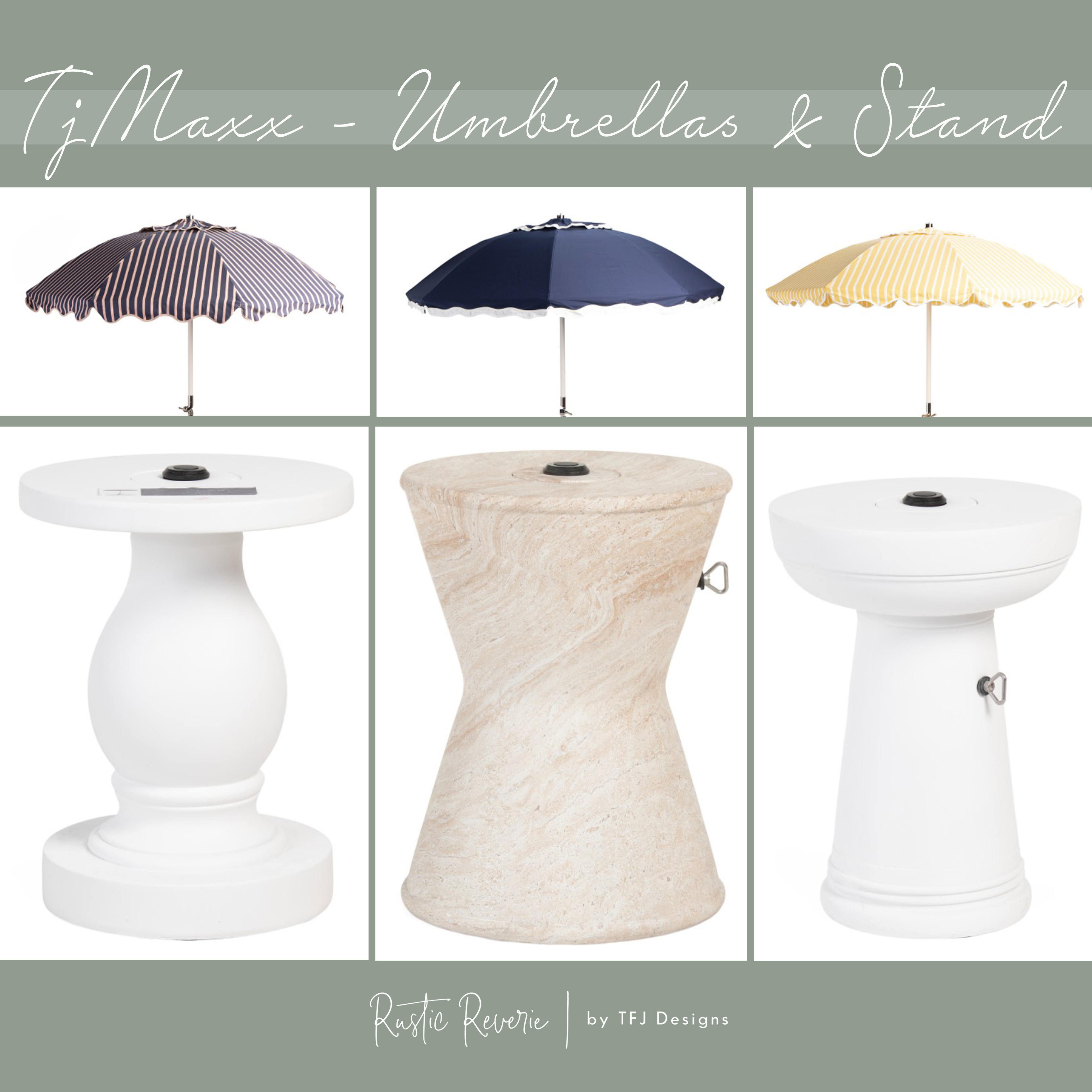 There are three Umbrella Stand Side Tables currently available on TJMaxx for under $100! It's the perfect time to get your outdoor entertaining space ready for summer! 🌞 party pool dinner porch patio lanai  

 #LTKSeasonal #LTKHome #LTKFindsUnder100