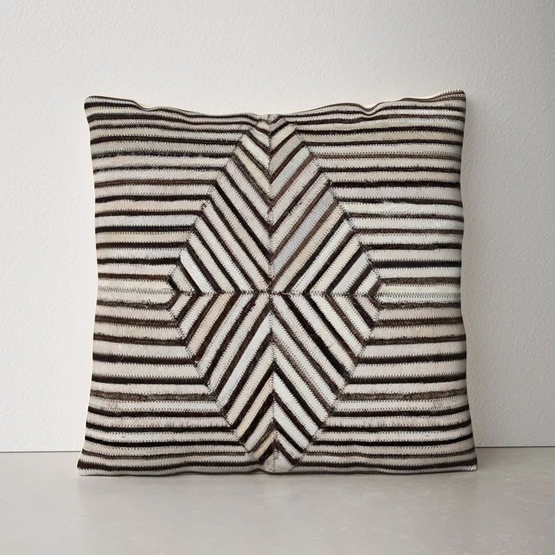 Striped Leather/Suede Throw Pillow | Wayfair North America
