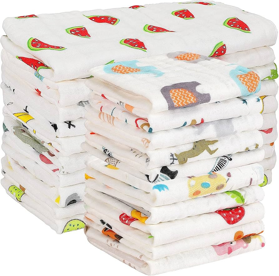 Kenning 20 Pack Muslin Baby Burp Cloths Large 20 x 10 Inches and 10 x 10 Inch Cotton Baby Burp Ra... | Amazon (US)