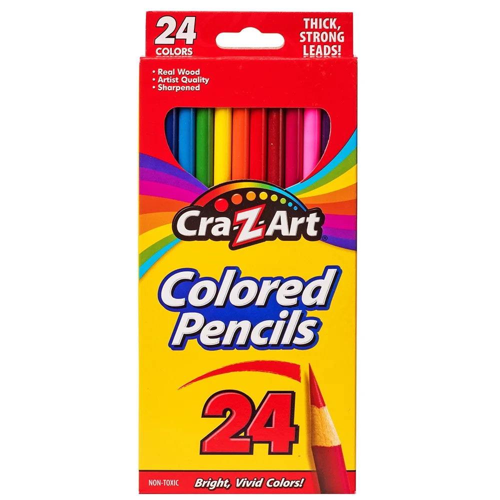 Cra-Z-Art Pre-Sharpened Colored Pencils, 24 Assorted Colors, Classroom Supplies | Walmart (US)