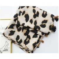 Ladies Leopard scarf/ printed scarf/ Brown Tan Cream Scarf/ Cotton scarves/Tassels/ summer scarf/ co | Etsy (US)