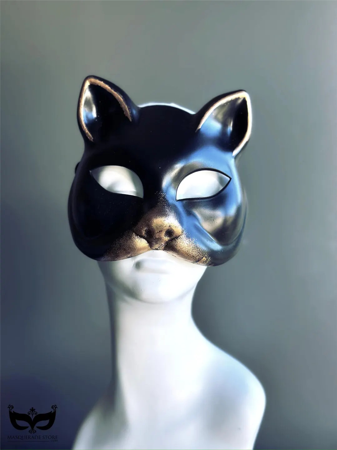 Black Cat Masquerade Mask, Gold Nose & Ears, Feline Costume Mask for Women - Etsy | Etsy (US)