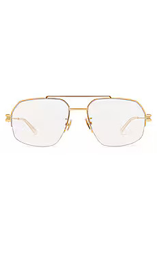Bottega Veneta Lock Pilot Sunglasses in Gold & Yellow from Revolve.com | Revolve Clothing (Global)