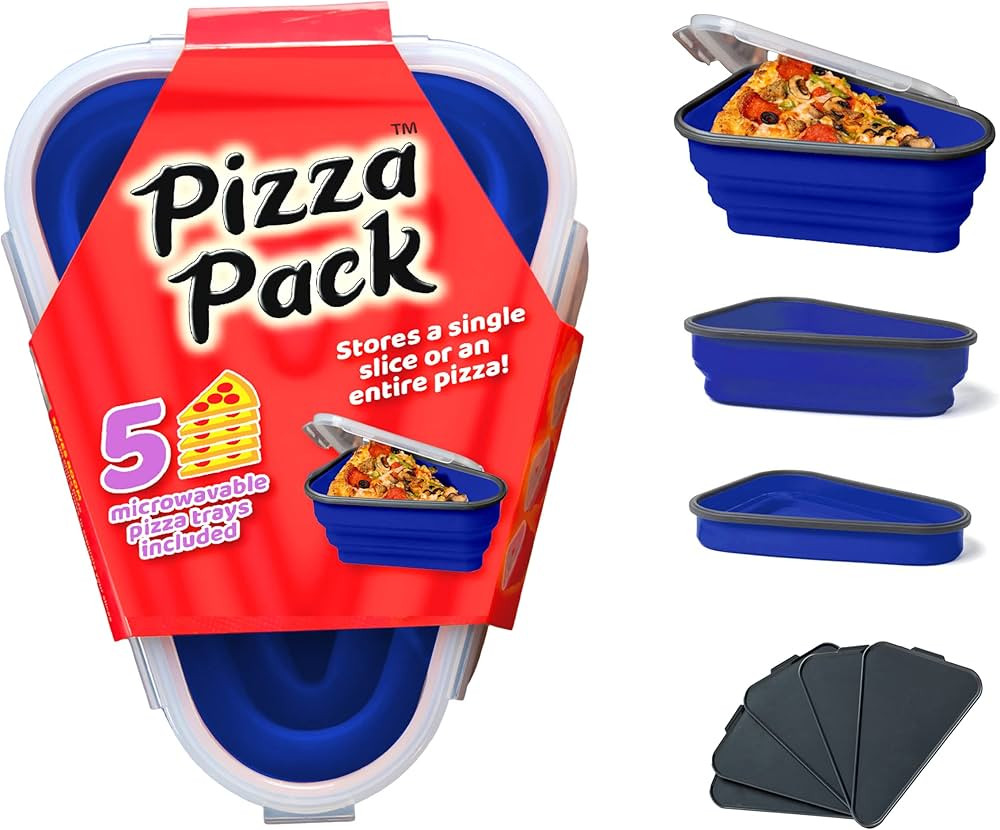 The Perfect Pizza Pack™ - Reusable Pizza Storage Container with 5 Microwavable Serving Trays - ... | Amazon (US)