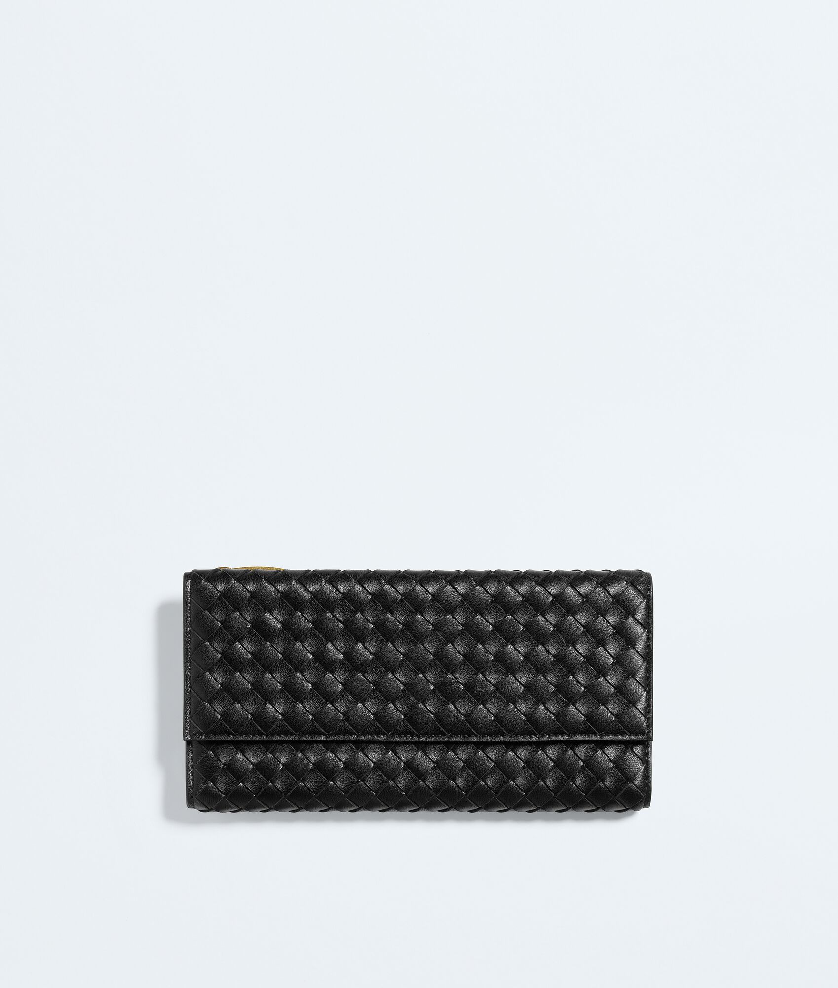 Women's Intrecciato Piccolo Long Wallet with Flap in Black | Bottega Veneta US | Bottega Veneta
