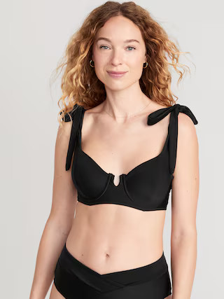 Tie-Shoulder Underwire Bikini Swim Top for Women | Old Navy (US)