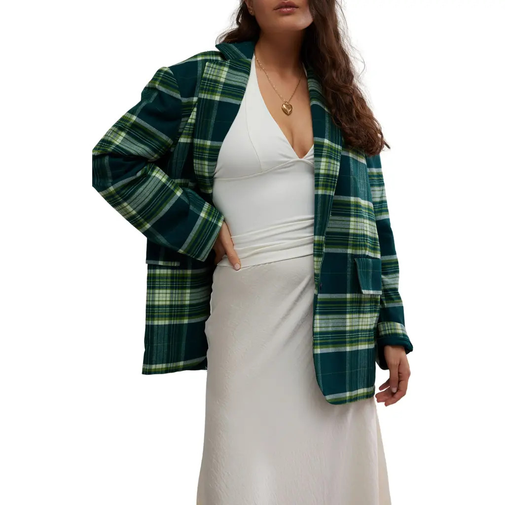 Free People Reggie Oversize Blazer in Green Combo at Nordstrom Rack, Size X-Small | Nordstrom Rack