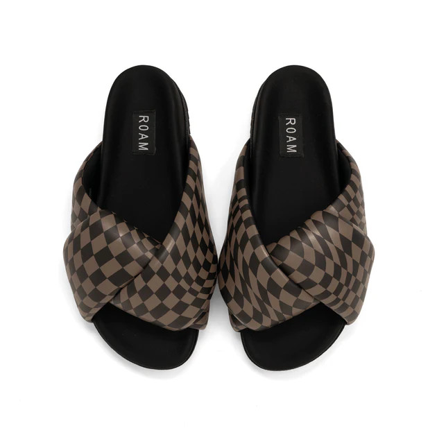 ROAM WAVY CHECK FOLDY BLACK & TAUPE VEGAN LEATHER | ROAM