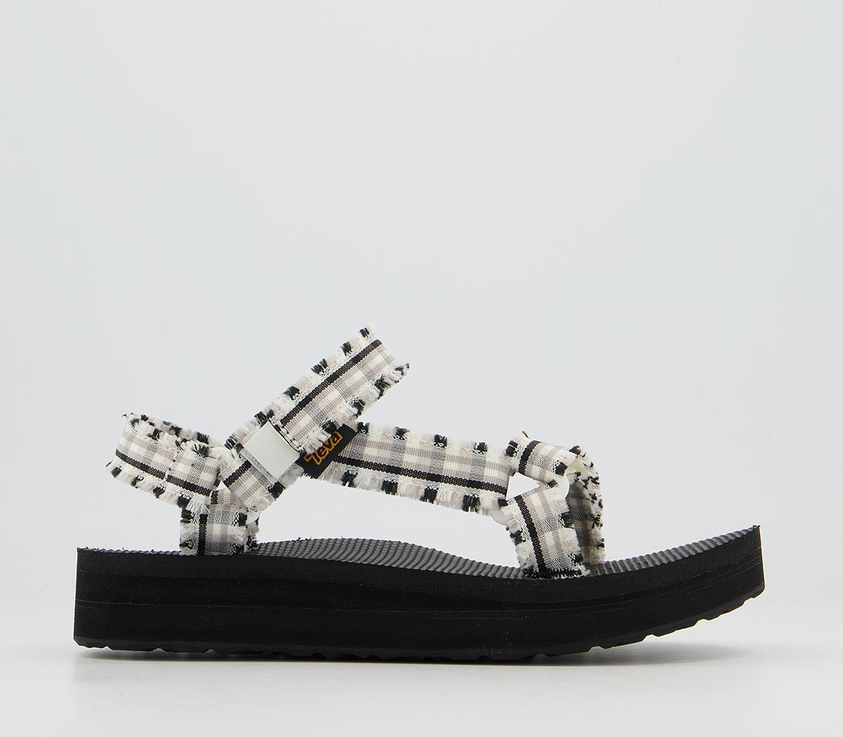 Teva Midform Fray Sandals White Black Check - Women’s Sandals | OFFICE London (UK)