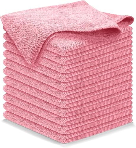 USANOOKS Microfiber Cleaning Cloth Light Pink - 12 Pcs 12.5"x12.5" - High Performance - 1200 Wash... | Amazon (US)