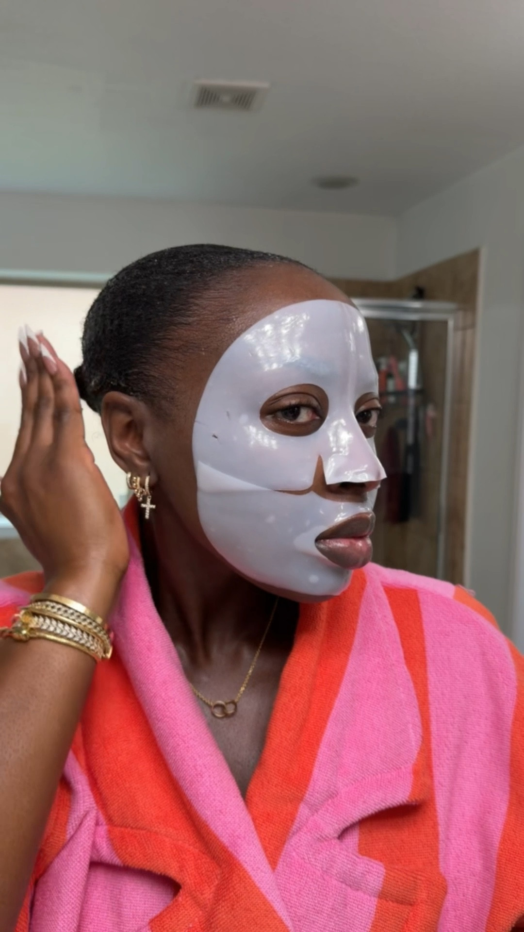 I’ve been putting the mask on and then slicking back my hair. Basically I move forward in my getting ready process and then take the mask off afterward.  I’m using got2be glue and I actually need to re-up!

#LTKBeauty