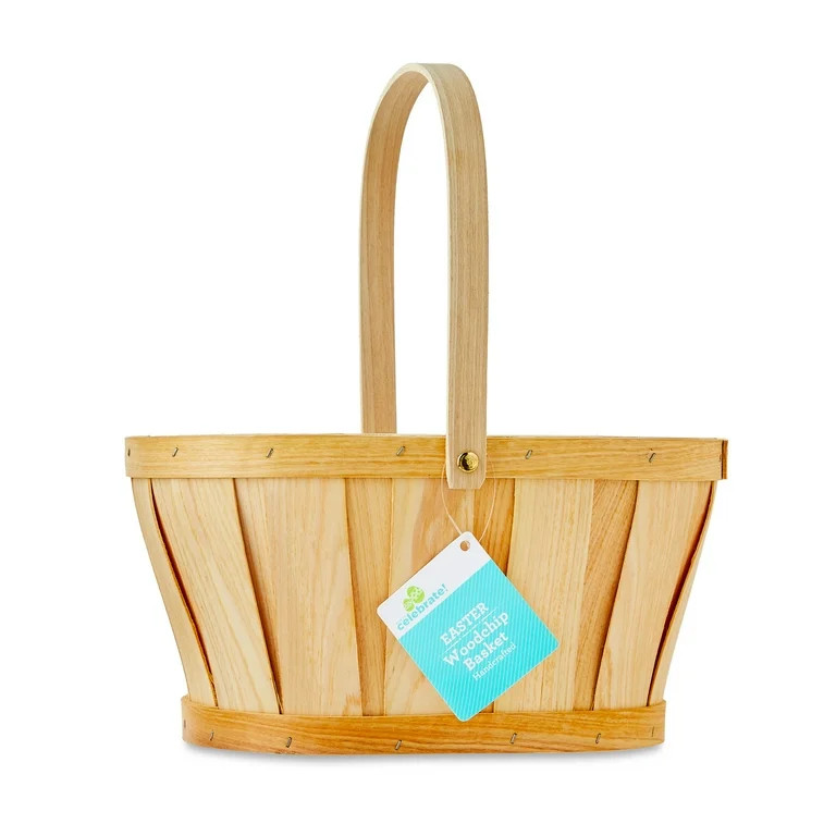 Easter Natural Oval Woodchip Basket, 12 in x 9.5 in x 13 in, by Way To Celebrate | Walmart (US)