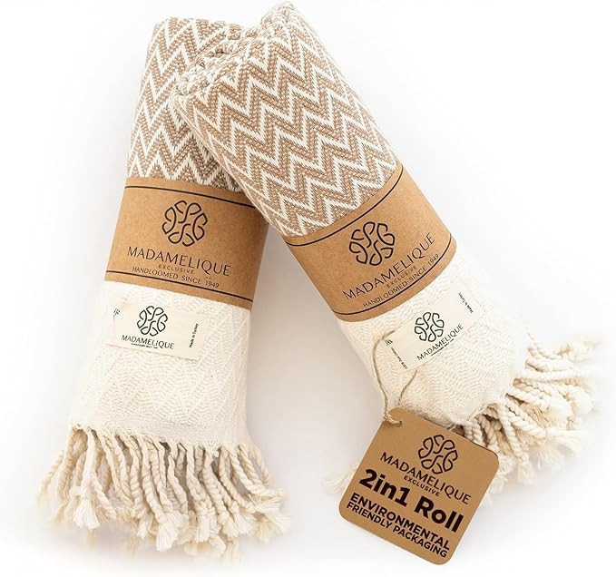 Madamelique Exclusive Hand Towels Set of 2-18 x 40 Inches - Decorative Bathroom Peshtemal Towel f... | Amazon (US)