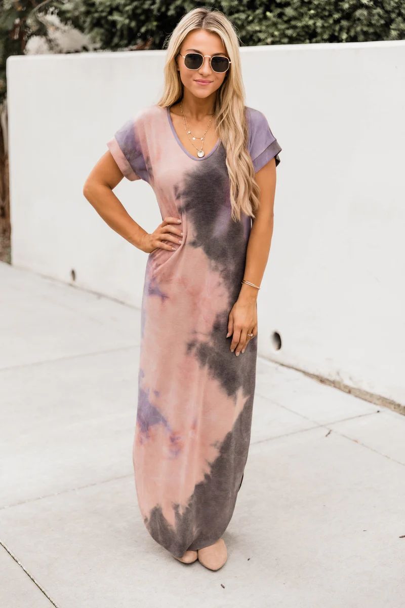 Confidence In You Mauve/Purple Tie Dye Maxi | The Pink Lily Boutique