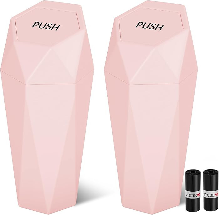 Car Trash Can with Lid, Leakproof, 30 Trash Bags, Pink, 2 Pack | Amazon (US)