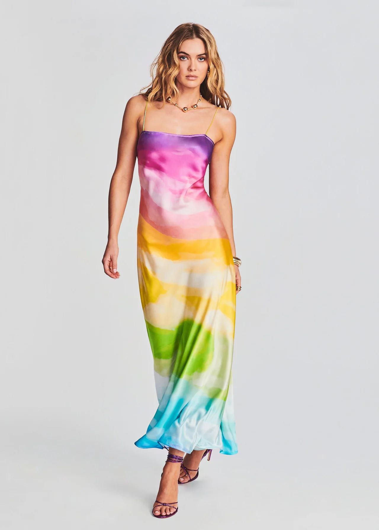 Aimee Silk Long Dress | Retrofete