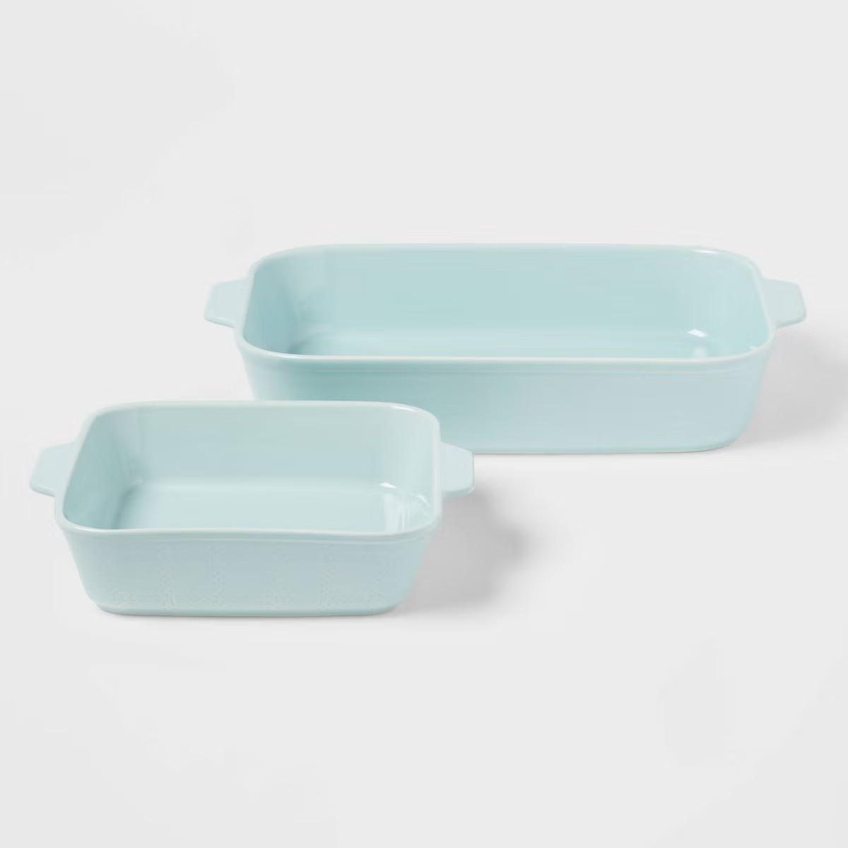 2pc Embossed Rectangular Bakeware Set Aqua - Threshold™: Stoneware Baking Dish, Oven & Microwav... | Target