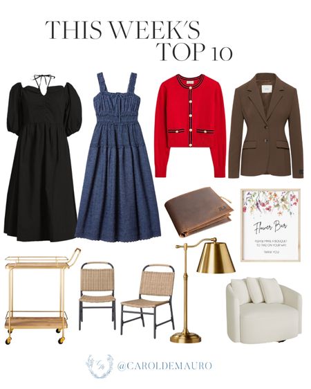Here are your top 10 favorites for this week on fashion and home: stylish midi dresses, brown blazer, red cardigan, gold table lamp, outdoor folding chair, and more!
#homedecor #furniturefinds #outfitidea #springfashion

#LTKSeasonal #LTKStyleTip #LTKHome