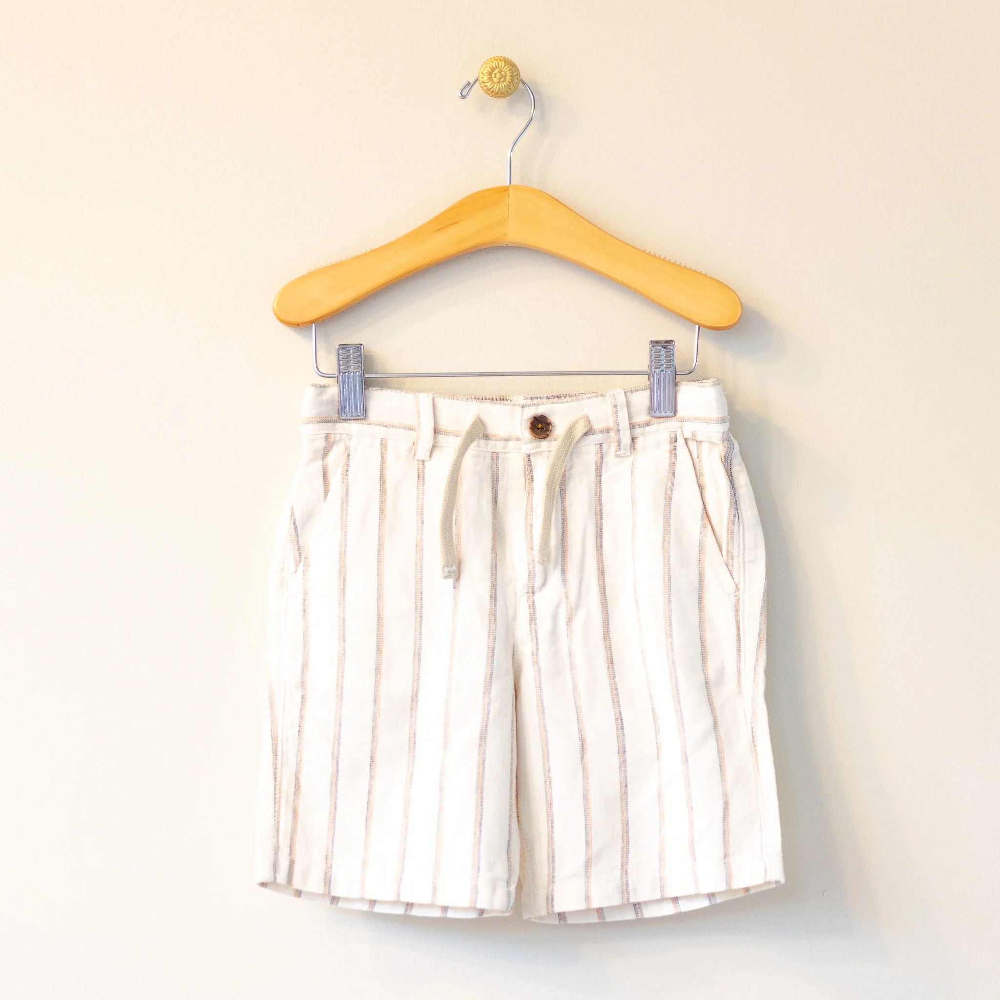 Cream Khaki Stripe Linen Shorts | Four and Twenty Sailors