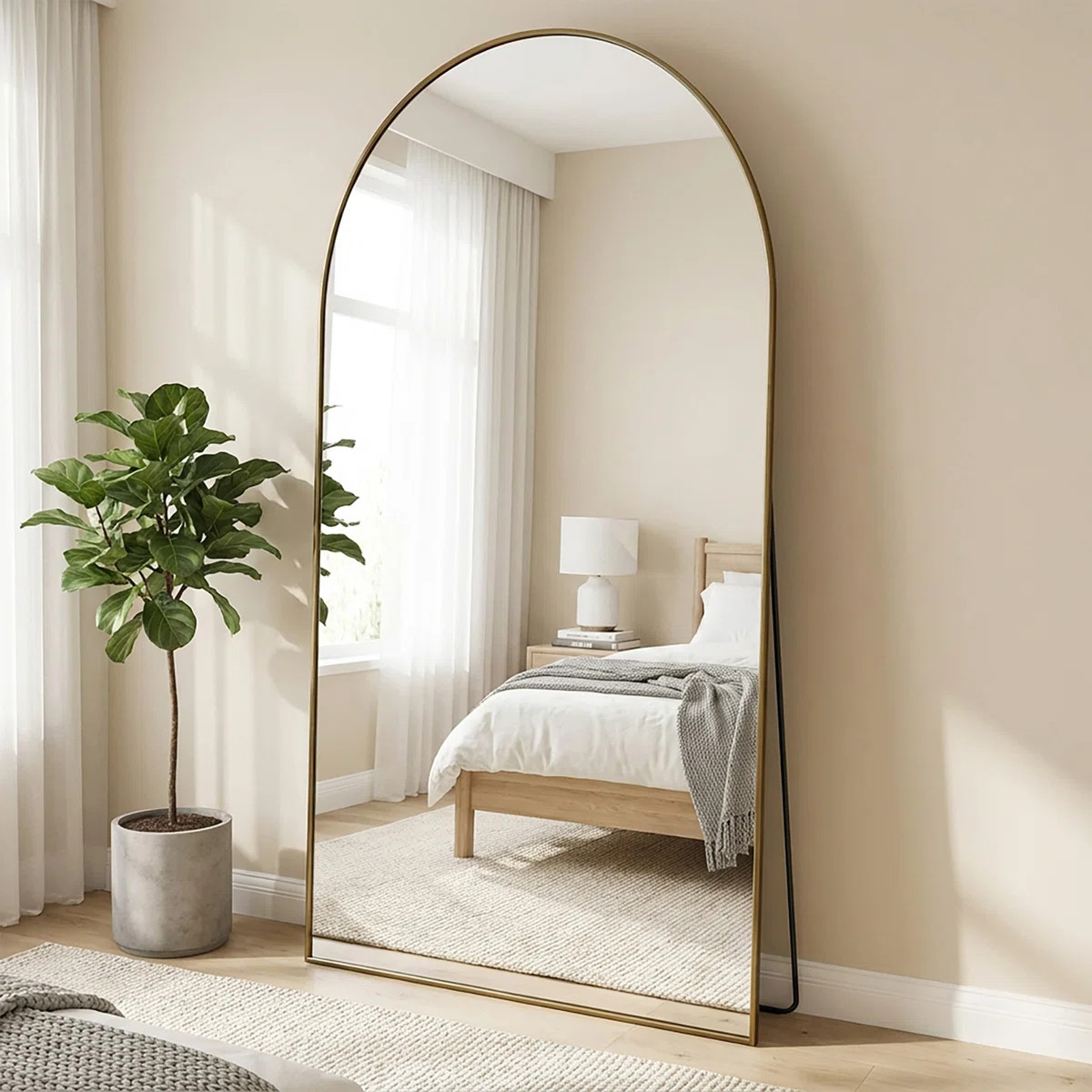 Large Oversized Arched Floor Mirror With Stand, Wall Mirror | Wayfair North America