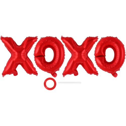 XOXO Balloons,16 Inch Red XOXO Foil Balloons,Love Balloons Valentines Day Balloons Valentines Day Party Supplies for Wedding Engagement Galentines Day Bridal Shower Birthday Party Decor (Red) | Amazon (US)