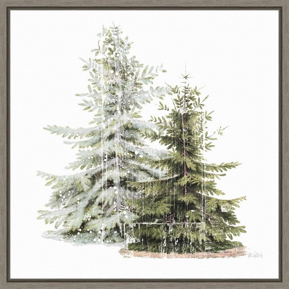 Amanti Art Christmas Art Framed Canvas Wall Art Print (22x22) Vintage Wooded Holiday Trees in Sno... | Amazon (US)