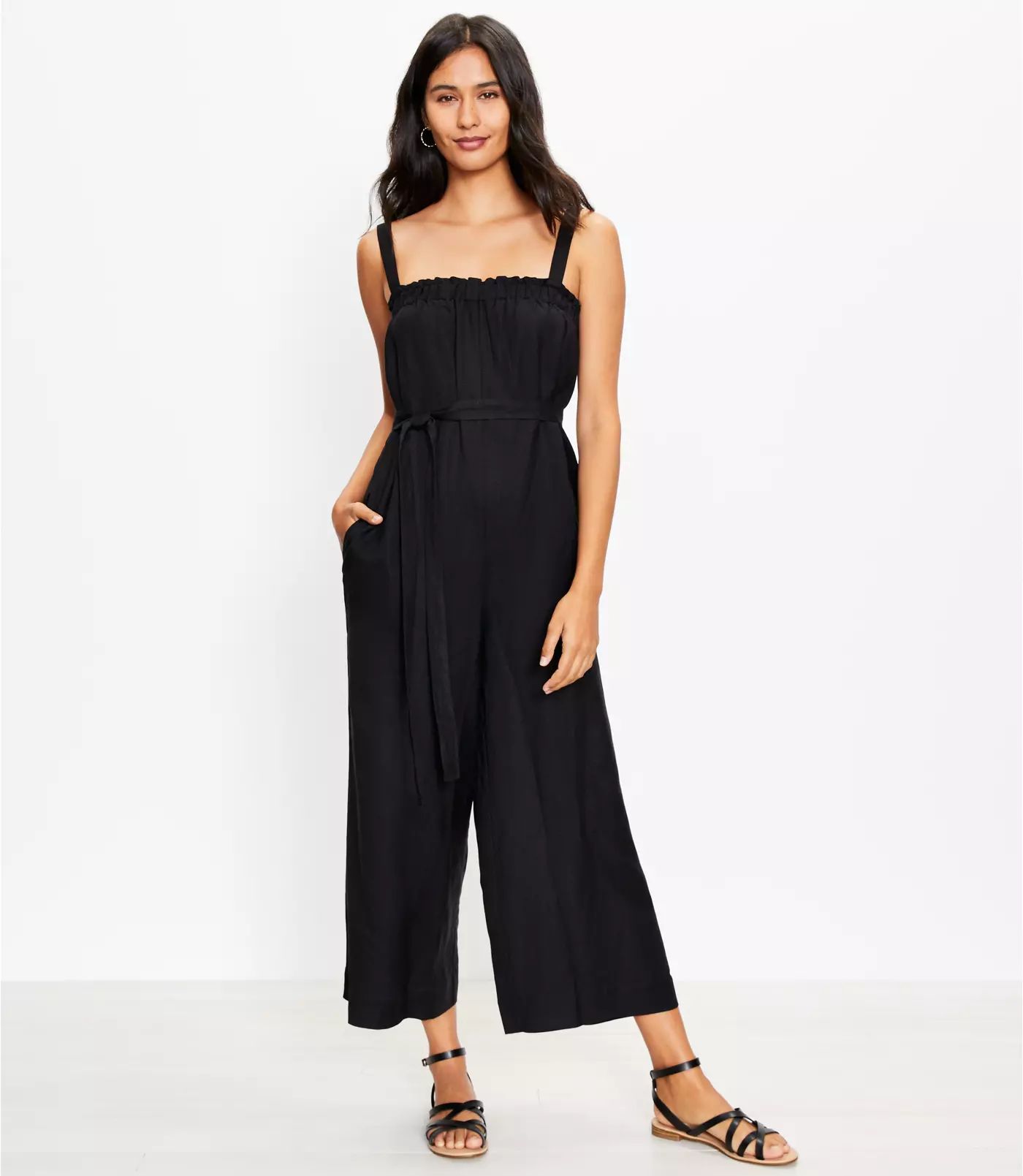 Ruffle Square Neck Jumpsuit | LOFT | LOFT