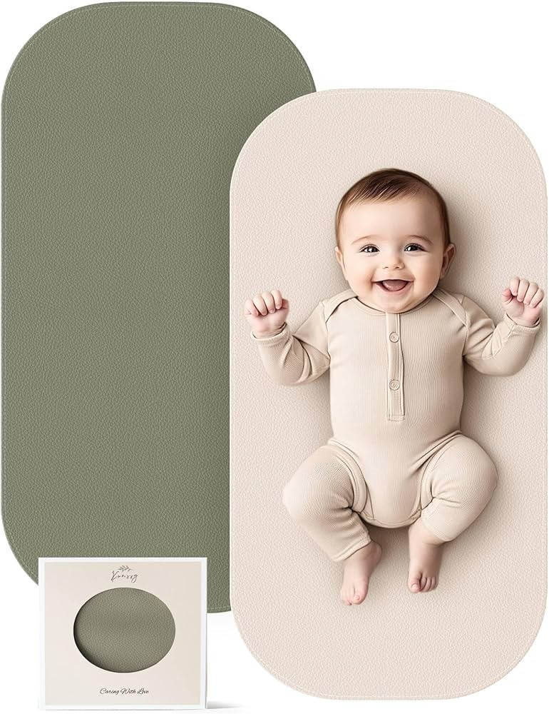 Konssy Faux Leather Baby Changing Mat, Waterproof, Wipeable & Portable Diaper Changing Pad for Tr... | Amazon (US)