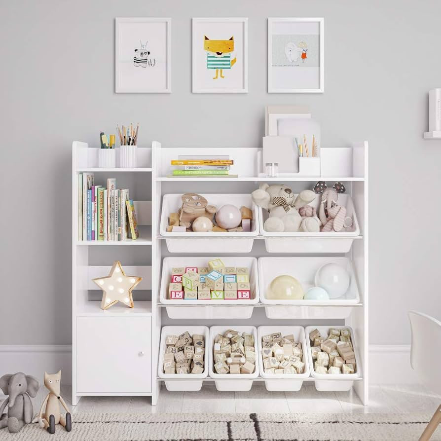 Sturdis Toy Storage Organizer with Kids Toy Shelf and 8 White Toy Bins – Perfect Toy Storage So... | Amazon (US)